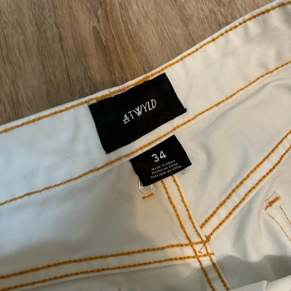 ATWYLD Moto Union Chino Jeans in White Size 34 - Picture 9 of 11